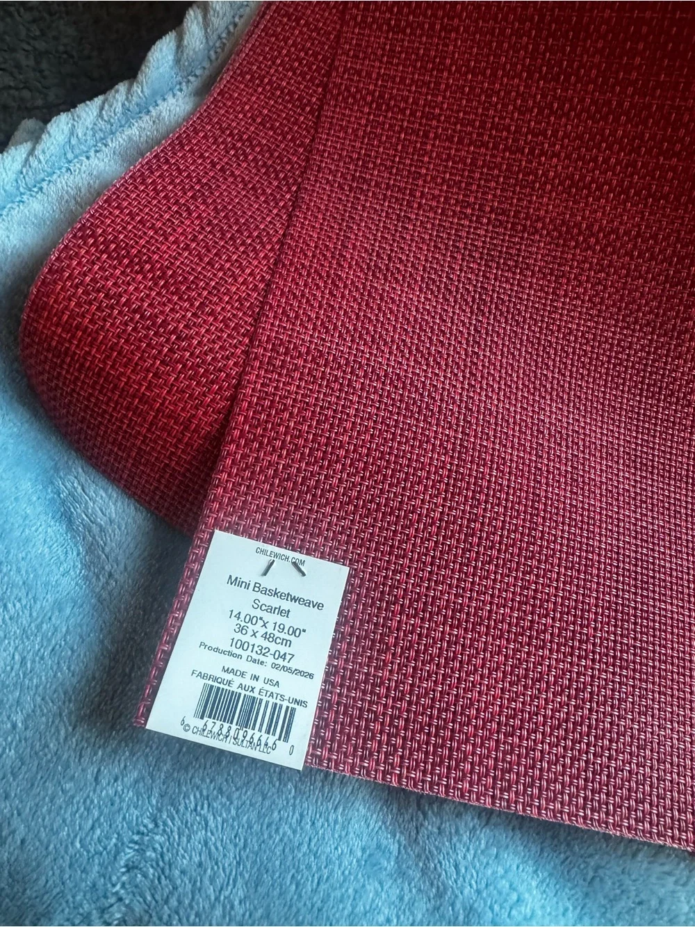 Chilewich Mini Basketweave Placemats In Scarlet - Set Of 4 - Easy Care Woven Tab